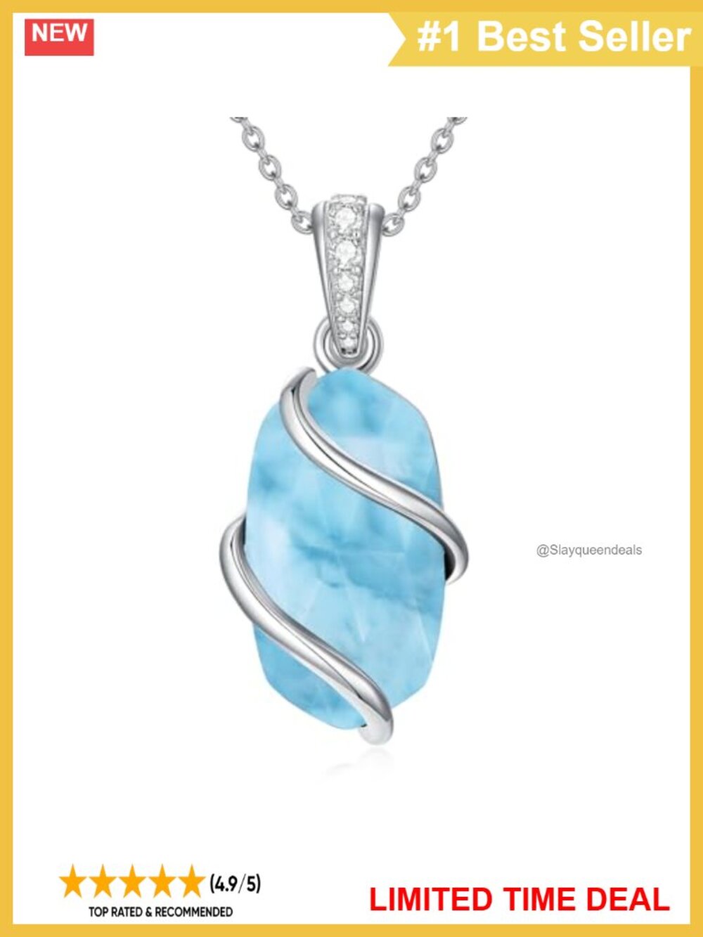 Sterling Silver Larimar Pendant Necklace Dainty Gemstone Jewelry